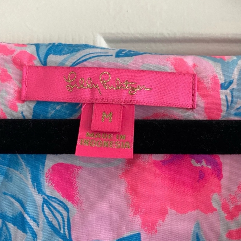 NWOT Lilly Pulitzer Ivee Floral 3/4 Puff Sleeve VNeck Top My Little Peony Medium - Picture 2 of 4